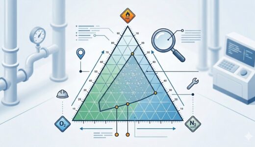 シミュレーターで体感！「爆発限界混合ガス三角図」の基礎と読み方