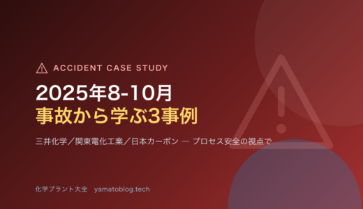 【2025年8-10月】事故から学ぶ：主要3事例とプロセス安全の視点【三井化学／関東電化工業／日本カーボン】