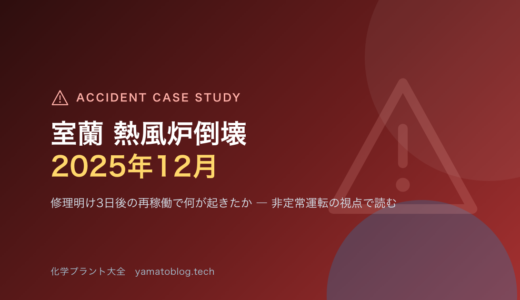 【事故解説】2025/12/1 室蘭・熱風炉倒壊にみる「再稼働」と「設備保全」の死角 ～非定常運転管理の視点から～