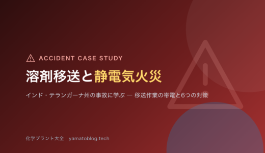 【2026/2/21】インド・テランガーナ州での溶剤移送火災事故に学ぶ｜化学工場の静電気対策と安全管理