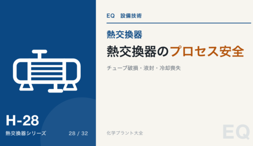 熱交換器のプロセス安全【チューブ破損・液封・冷却喪失】