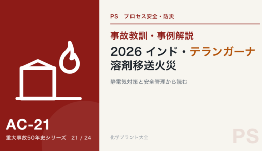 【2026/2/21】インド・テランガーナ州での溶剤移送火災事故に学ぶ｜化学工場の静電気対策と安全管理