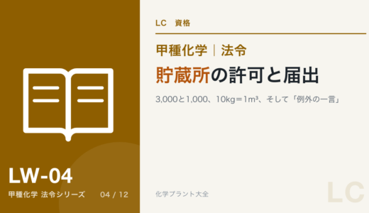 貯蔵所の許可と届出｜3,000と1,000、10kg＝1m³、そして「例外の一言」【甲種化学・法令】