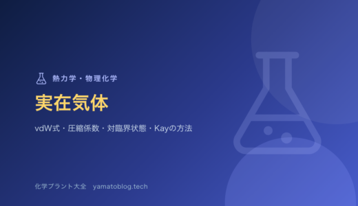 実在気体｜ファン・デル・ワールス式・圧縮係数・対臨界状態・Kayの方法