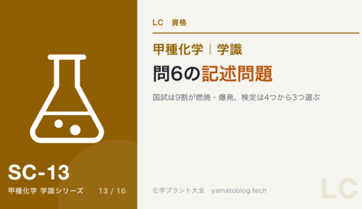 学識 問6の記述問題｜国試は9割が燃焼・爆発、検定は4つから3つ選ぶ【甲種化学】