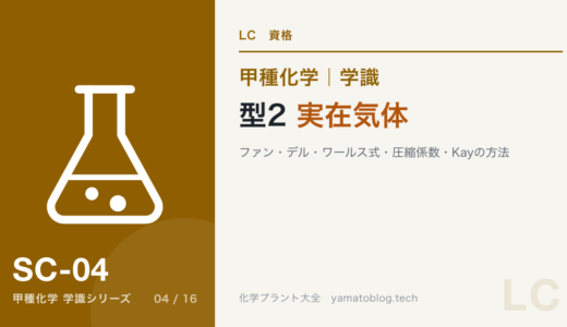学識・型2｜実在気体｜ファン・デル・ワールス式・圧縮係数・Kayの方法【甲種化学】