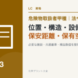 危険物取扱者甲種の位置・構造・設備、保安距離・保有空地を解説する記事のアイキャッチ