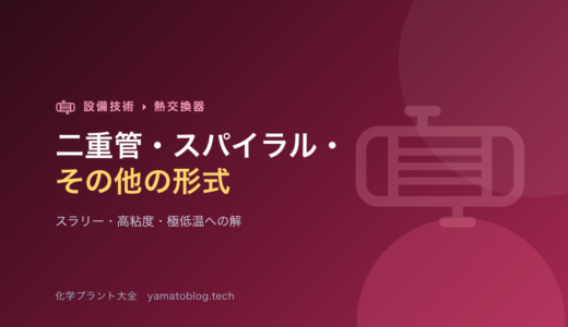 二重管・スパイラル・その他の熱交換器【スラリー・高粘度・極低温への解】