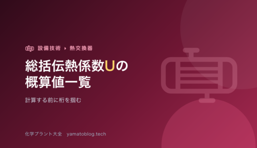 総括伝熱係数Uの概算値一覧【計算する前に桁を掴む】
