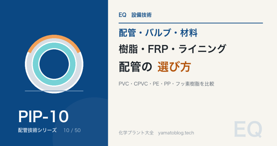 樹脂・FRP・ライニング配管の選び方｜PVC・CPVC・PE・PP・フッ素樹脂の違い