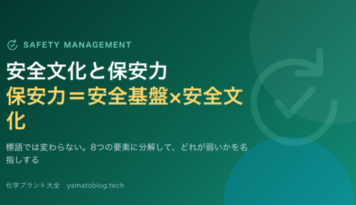 安全文化とは何か？保安力＝安全基盤×安全文化で考える、劣化のサインと現場でできること