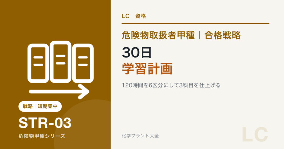 危険物取扱者甲種を30日・120時間で学ぶ計画を解説する記事のアイキャッチ