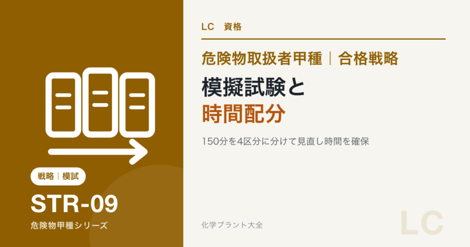 危険物取扱者甲種の模擬試験と150分の時間配分を解説する記事のアイキャッチ