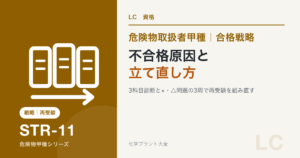 危険物取扱者甲種の不合格原因と再受験へ向けた立て直し方を解説する記事のアイキャッチ