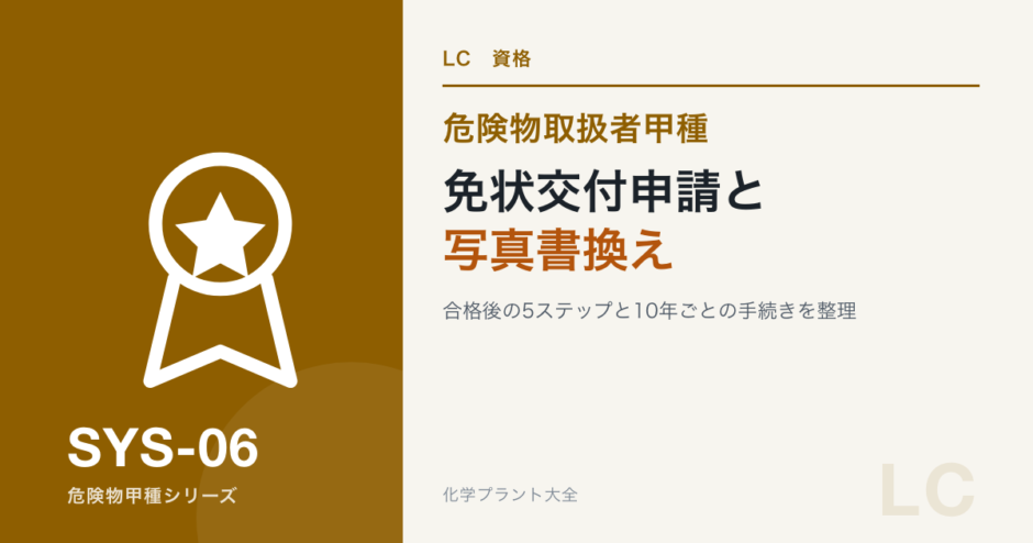 危険物取扱者甲種の免状交付申請と10年ごとの写真書換えを解説する記事のアイキャッチ