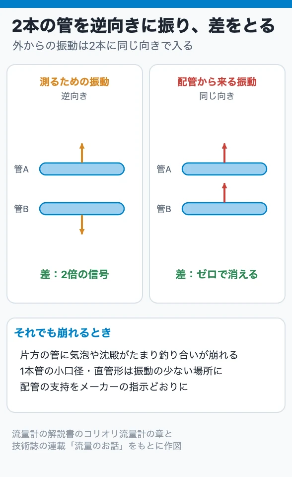 2本の管を逆向きに振り、差をとる