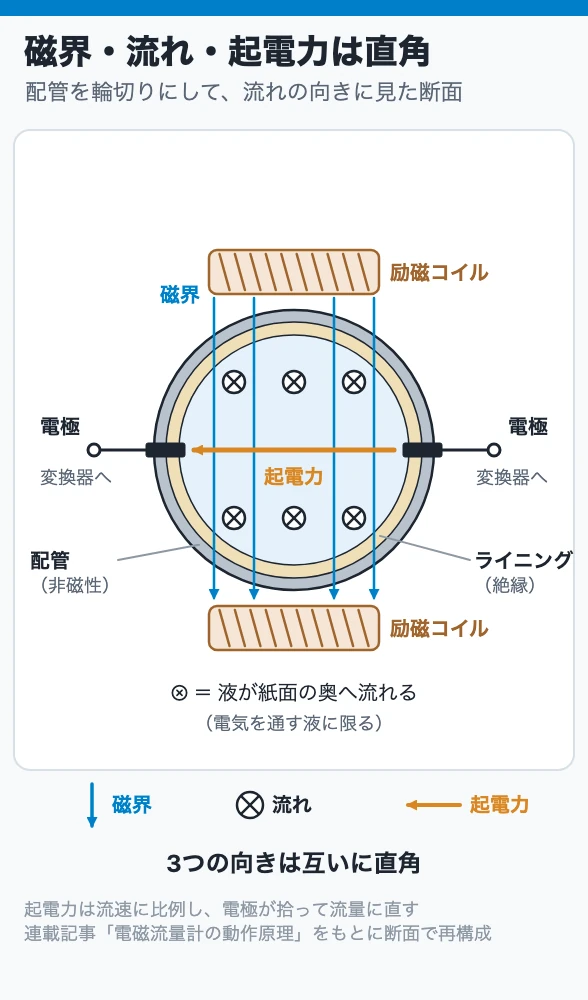 磁界・流れ・起電力は直角