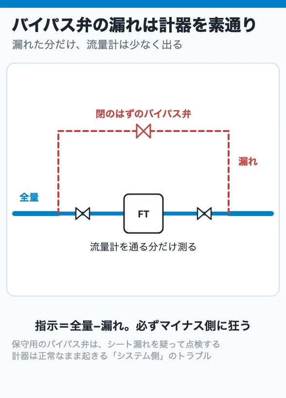 バイパス弁の漏れは計器を素通り