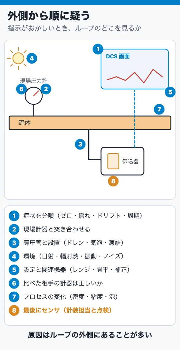 外側から順に疑う