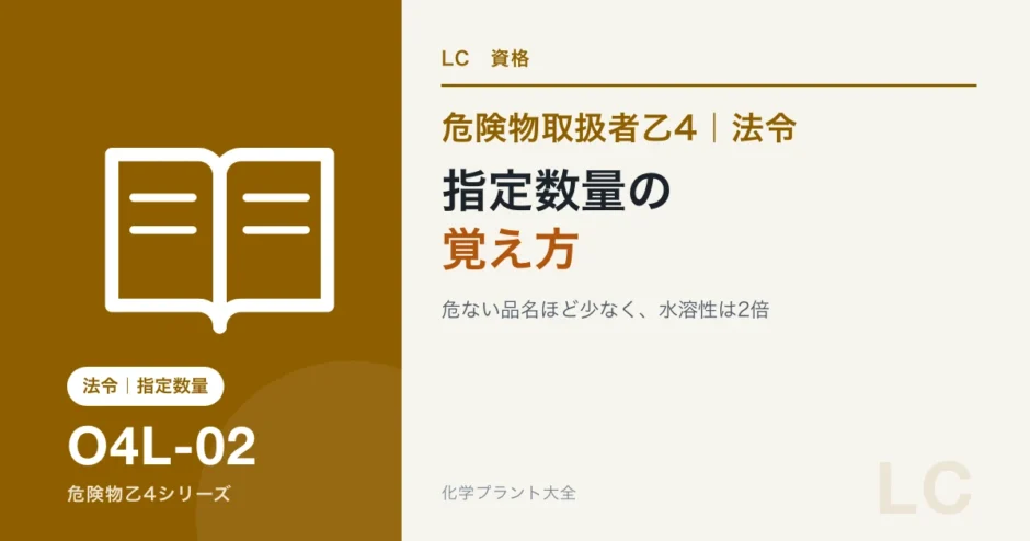 危険物乙4の指定数量の覚え方｜第4類の7品名を「危ないほど少ない」でのアイキャッチ