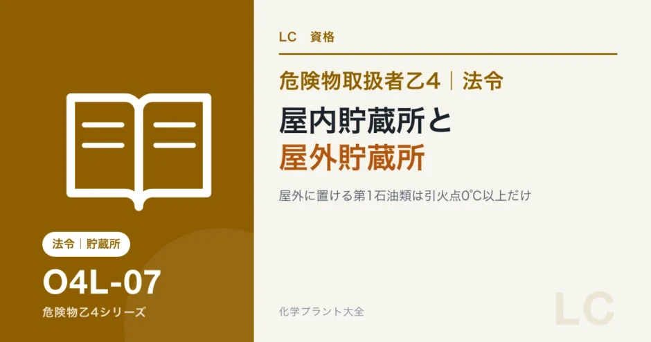 危険物乙4の屋内貯蔵所と屋外貯蔵所｜屋外にガソリンを置けない理由のアイキャッチ