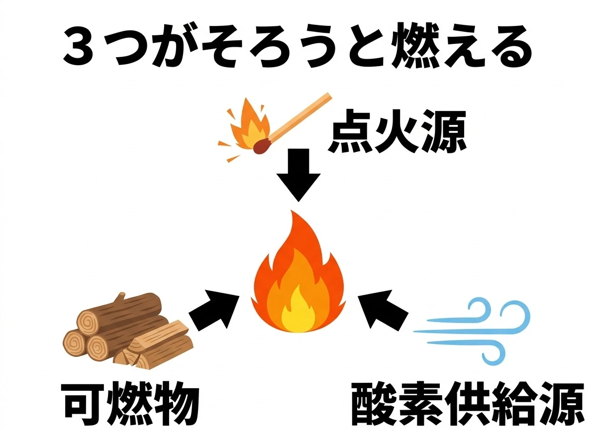 たき火はなぜ燃え続けるのか(燃焼の三要素)