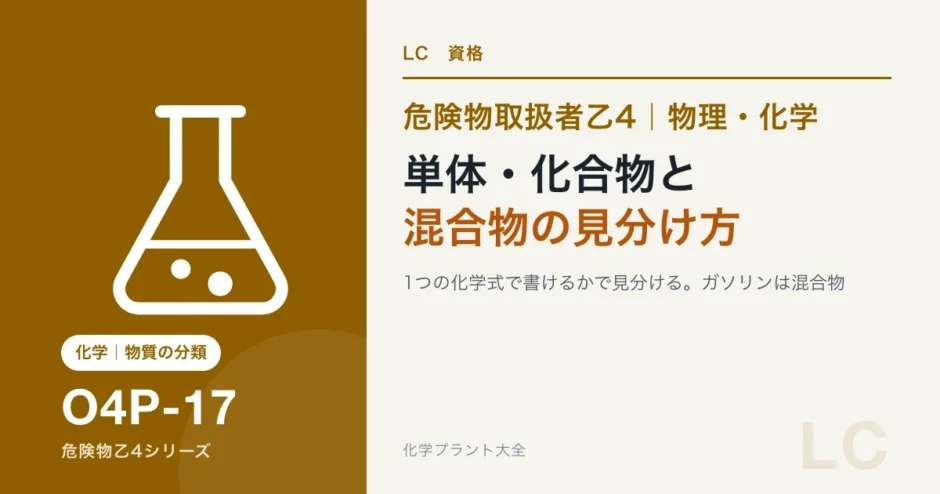 危険物乙4の単体・化合物・混合物の見分け方｜ガソリンと空気は混合物のアイキャッチ