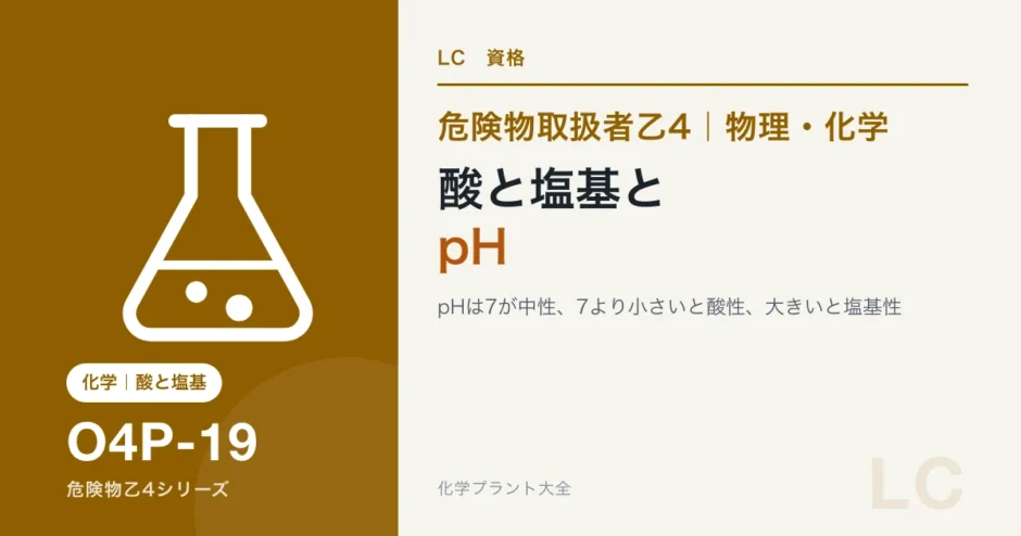 危険物乙4の酸と塩基とpH｜7より小さいと酸性、乙4で問われる範囲までのアイキャッチ