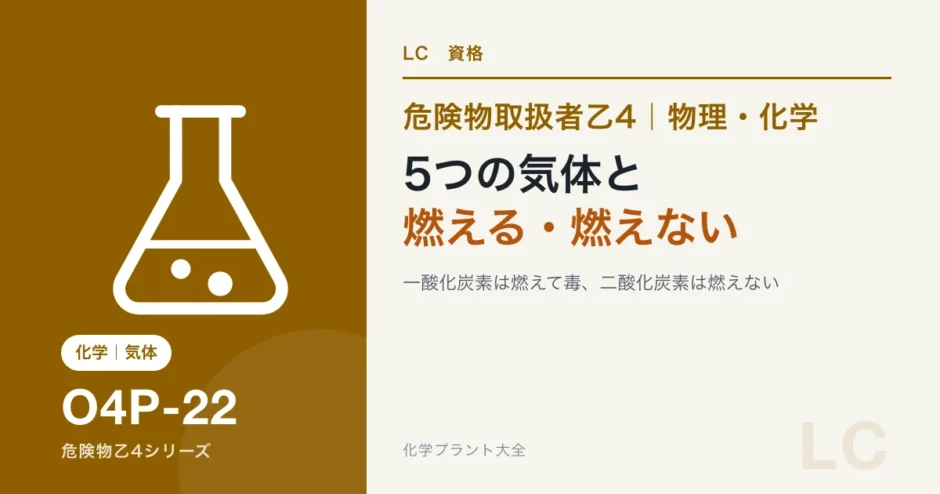 危険物乙4で出る主な気体の性質｜酸素・二酸化炭素・一酸化炭素・水素・窒素のアイキャッチ