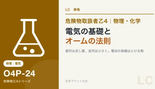 危険物乙4の電気の基礎｜オームの法則・電池・電気分解を出る形だけ