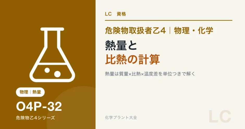 危険物乙4の熱量と比熱の計算｜質量×比熱×温度差を単位つきで解くのアイキャッチ