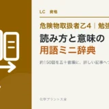 危険物乙4の用語ミニ辞典|読み方と意味を一言で、詳しい記事へのアイキャッチ