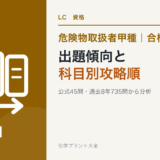 危険物取扱者甲種の出題傾向と科目別攻略順を解説する記事のアイキャッチ