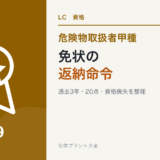 危険物取扱者免状の返納命令と違反点数制度を解説する記事のアイキャッチ