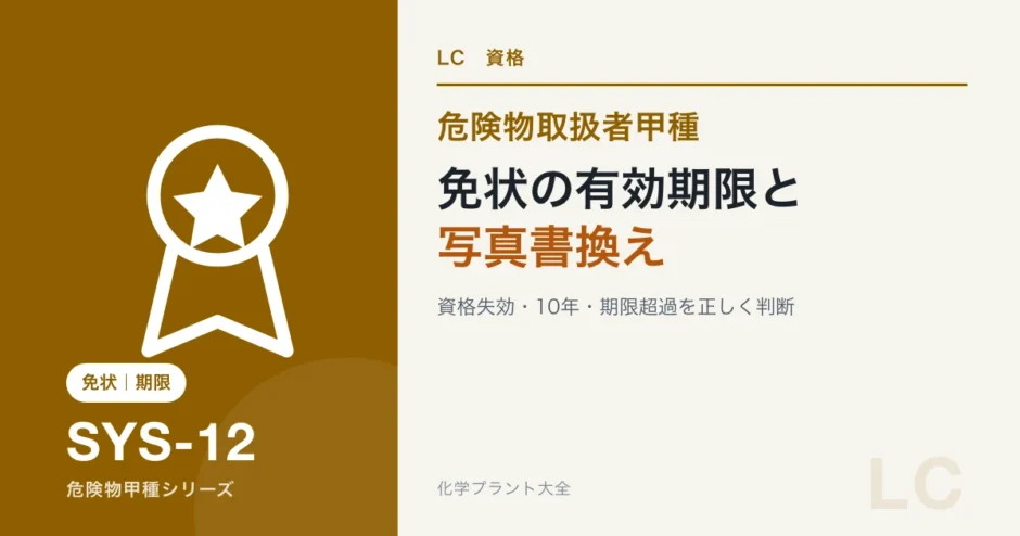 危険物取扱者免状の有効期限、写真書換え、資格失効を解説する記事のアイキャッチ