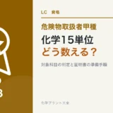危険物甲種の化学15単位の対象科目と証明書準備を解説する記事のアイキャッチ