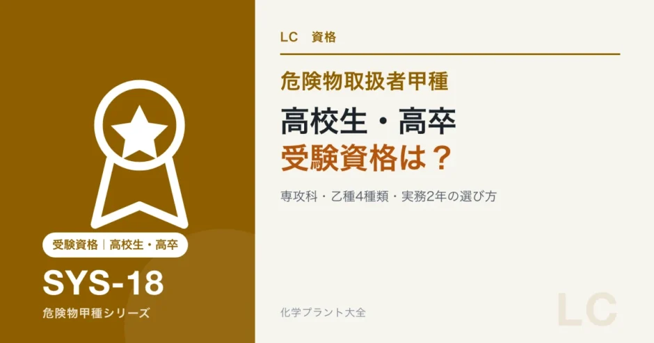 危険物取扱者甲種を高卒・高校生から目指す受験資格の作り方を解説する記事のアイキャッチ