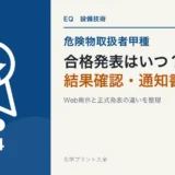 危険物甲種の合格発表日、結果確認、試験結果通知書を解説する記事のアイキャッチ