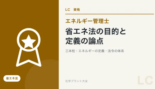 省エネ法の目的と定義の論点｜三本柱・エネルギーの定義・基本方針・法令の体系・規制の対象【エネ管・課目Ⅰ】