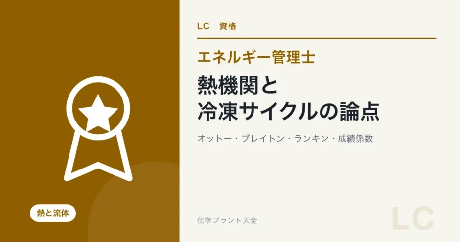 熱機関と冷凍サイクルの論点（エネルギー管理士 熱分野）