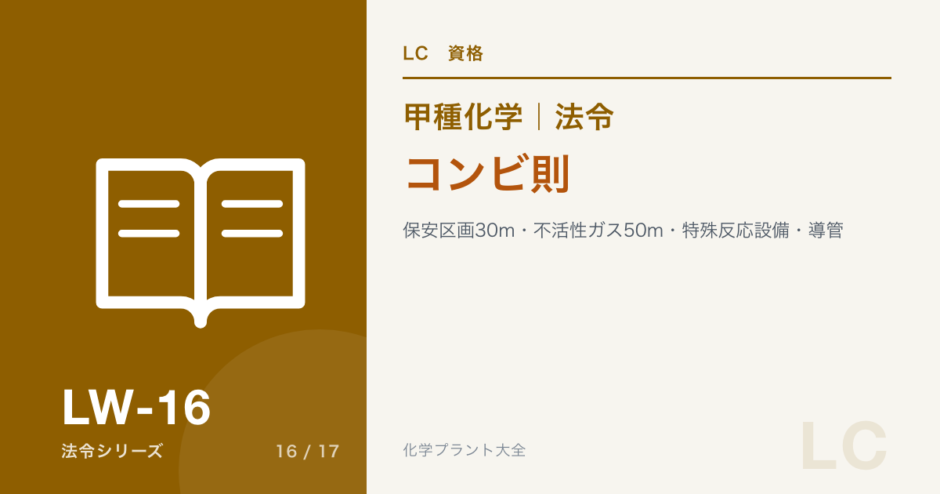 コンビ則｜保安区画30m・不活性ガス50m・特殊反応設備・導管