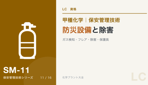 防災設備と除害の論点｜検知警報・フレア・除害・防液堤・防火壁・保護具【甲種化学・保安】